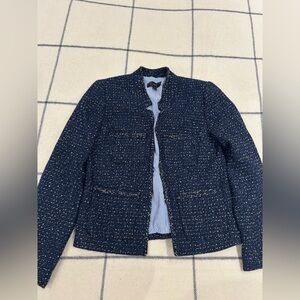 J. Crew Navy and Gold Tweed Blazer